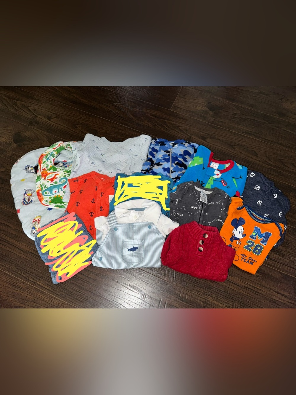 Baby Boy Mixed Clothing Bundle - Blue, Red, Orange, Gray